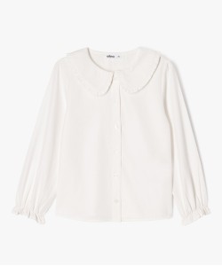 Chemise à manches longues avec col Claudine fille